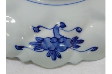館林源右衛門　古代　染付　花形　約30cm　大皿(共箱付き、和食器、和皿、9.9寸、九寸九分)(R-063943)