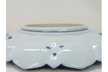 館林源右衛門　古代　染付　花形　約30cm　大皿(共箱付き、和食器、和皿、9.9寸、九寸九分)(R-063943)