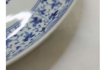 江戸期　大明成化年製　古伊万里　染付　花唐草　松竹梅文　1.2尺　約31cm　大皿(和皿、和食器、一尺二寸)(R-063944)