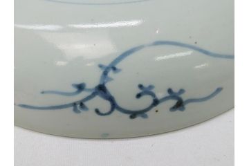 江戸期　大明成化年製　古伊万里　染付　花唐草　松竹梅文　1.2尺　約31cm　大皿(和皿、和食器、一尺二寸)(R-063944)