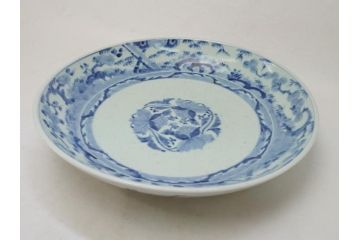 江戸期　太明成化年製　古伊万里　染付　松竹梅　1尺　約30cm　大皿(和食器、和皿、一尺)(R-063945)
