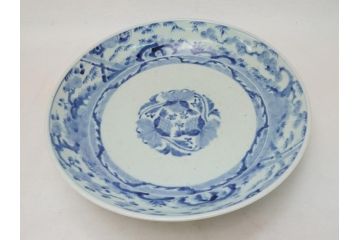 江戸期　太明成化年製　古伊万里　染付　松竹梅　1尺　約30cm　大皿(和食器、和皿、一尺)(R-063945)