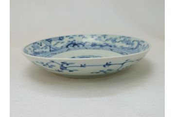 江戸期　太明成化年製　古伊万里　染付　松竹梅　1尺　約30cm　大皿(和食器、和皿、一尺)(R-063945)