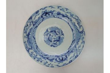 江戸期　太明成化年製　古伊万里　染付　松竹梅　1尺　約30cm　大皿(和食器、和皿、一尺)(R-063945)