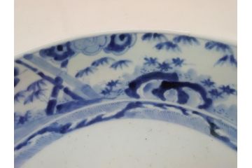 江戸期　太明成化年製　古伊万里　染付　松竹梅　1尺　約30cm　大皿(和食器、和皿、一尺)(R-063945)
