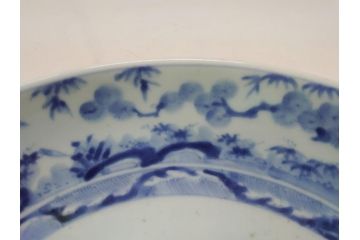 江戸期　太明成化年製　古伊万里　染付　松竹梅　1尺　約30cm　大皿(和食器、和皿、一尺)(R-063945)