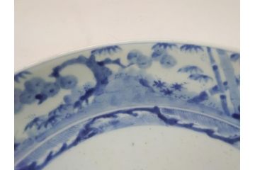 江戸期　太明成化年製　古伊万里　染付　松竹梅　1尺　約30cm　大皿(和食器、和皿、一尺)(R-063945)