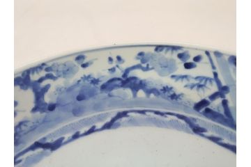 江戸期　太明成化年製　古伊万里　染付　松竹梅　1尺　約30cm　大皿(和食器、和皿、一尺)(R-063945)