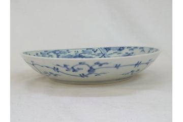 江戸期　太明成化年製　古伊万里　染付　松竹梅　1尺　約30cm　大皿(和食器、和皿、一尺)(R-063945)