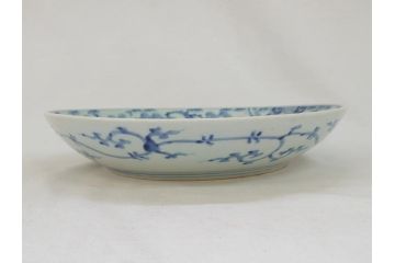 江戸期　太明成化年製　古伊万里　染付　松竹梅　1尺　約30cm　大皿(和食器、和皿、一尺)(R-063945)