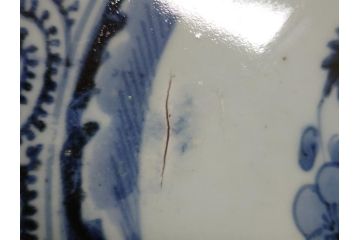江戸期　太明成化年製　古伊万里　染付　蛸唐草　松竹梅文　1尺2寸　約36cm　大皿(和食器、和皿、一尺二寸)(R-063946)