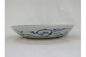 江戸期　太明成化年製　古伊万里　染付　蛸唐草　松竹梅文　1尺2寸　約36cm　大皿(和食器、和皿、一尺二寸)(R-063946)