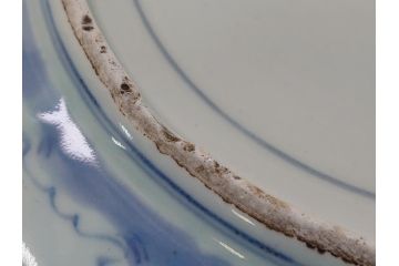 江戸期　太明成化年製　古伊万里　染付　蛸唐草　松竹梅文　1尺2寸　約36cm　大皿(和食器、和皿、一尺二寸)(R-063946)