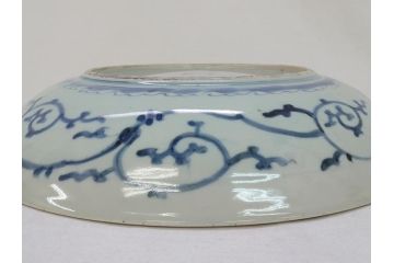江戸期　太明成化年製　古伊万里　染付　蛸唐草　松竹梅文　1尺2寸　約36cm　大皿(和食器、和皿、一尺二寸)(R-063946)