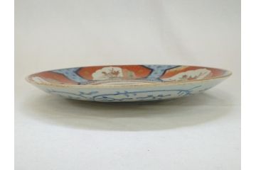 江戸期　太明成化年製　上手物　古伊万里　色絵　染付　鳳凰　1尺5寸　約46cm　大皿(和皿、和食器、一尺五寸)(R-063947)