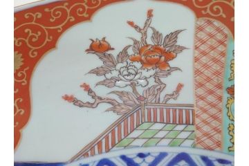 江戸期　太明成化年製　上手物　古伊万里　色絵　染付　鳳凰　1尺5寸　約46cm　大皿(和皿、和食器、一尺五寸)(R-063947)