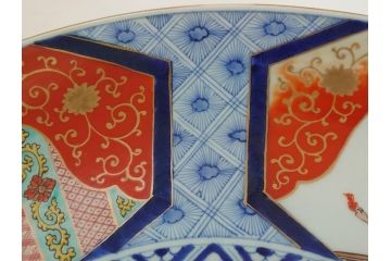 江戸期　太明成化年製　上手物　古伊万里　色絵　染付　鳳凰　1尺5寸　約46cm　大皿(和皿、和食器、一尺五寸)(R-063947)
