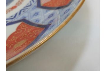 江戸期　太明成化年製　上手物　古伊万里　色絵　染付　鳳凰　1尺5寸　約46cm　大皿(和皿、和食器、一尺五寸)(R-063947)
