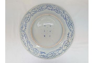 江戸期　太明成化年製　上手物　古伊万里　色絵　染付　鳳凰　1尺5寸　約46cm　大皿(和皿、和食器、一尺五寸)(R-063947)
