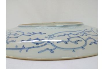 江戸期　太明成化年製　上手物　古伊万里　色絵　染付　鳳凰　1尺5寸　約46cm　大皿(和皿、和食器、一尺五寸)(R-063947)