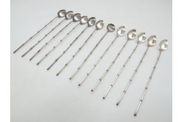 銀製　ストロースプーン　StrawSpoon　SILVER　STERLING950各6本ずつ(カラトリー、洋食器)(R-063948)
