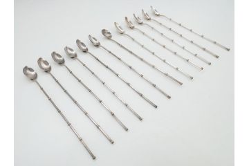 銀製　ストロースプーン　StrawSpoon　SILVER　STERLING950各6本ずつ(カラトリー、洋食器)(R-063948)