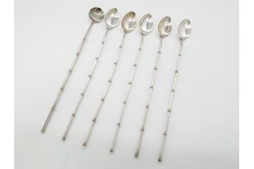 銀製　ストロースプーン　StrawSpoon　SILVER　STERLING950各6本ずつ(カラトリー、洋食器)(R-063948)