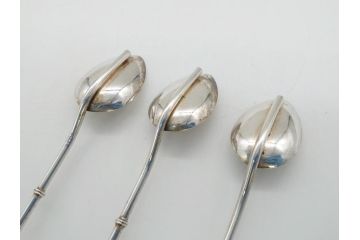 銀製　ストロースプーン　StrawSpoon　SILVER　STERLING950各6本ずつ(カラトリー、洋食器)(R-063948)