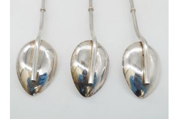 銀製　ストロースプーン　StrawSpoon　SILVER　STERLING950各6本ずつ(カラトリー、洋食器)(R-063948)