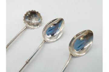 銀製　ストロースプーン　StrawSpoon　SILVER　STERLING950各6本ずつ(カラトリー、洋食器)(R-063948)
