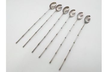 銀製　ストロースプーン　StrawSpoon　SILVER　STERLING950各6本ずつ(カラトリー、洋食器)(R-063948)