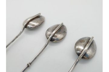 銀製　ストロースプーン　StrawSpoon　SILVER　STERLING950各6本ずつ(カラトリー、洋食器)(R-063948)