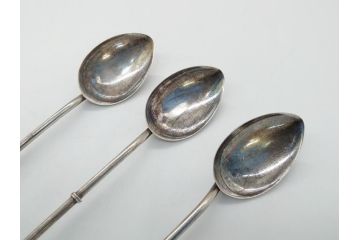 銀製　ストロースプーン　StrawSpoon　SILVER　STERLING950各6本ずつ(カラトリー、洋食器)(R-063948)