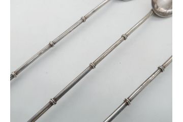 銀製　ストロースプーン　StrawSpoon　SILVER　STERLING950各6本ずつ(カラトリー、洋食器)(R-063948)