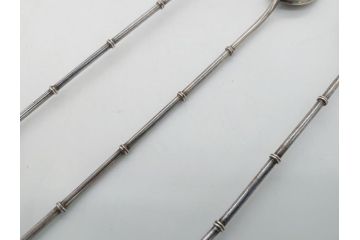 銀製　ストロースプーン　StrawSpoon　SILVER　STERLING950各6本ずつ(カラトリー、洋食器)(R-063948)