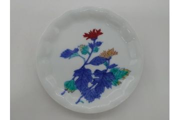 十三代　今泉今右衛門　重要無形文化財　5.5寸　錦菊絵果物皿5枚(共箱付き、五寸五分、和皿、和食器、色絵、色鍋島)(R-063949)