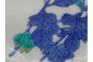 十三代　今泉今右衛門　重要無形文化財　5.5寸　錦菊絵果物皿5枚(共箱付き、五寸五分、和皿、和食器、色絵、色鍋島)(R-063949)