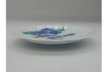 十三代　今泉今右衛門　重要無形文化財　5.5寸　錦菊絵果物皿5枚(共箱付き、五寸五分、和皿、和食器、色絵、色鍋島)(R-063949)