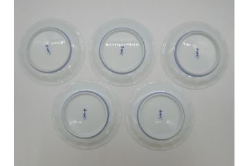 十三代　今泉今右衛門　重要無形文化財　5.5寸　錦菊絵果物皿5枚(共箱付き、五寸五分、和皿、和食器、色絵、色鍋島)(R-063949)