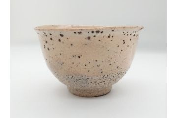 時代物　柿角印　作家物　高麗　玉子手　和の雰囲気を高めてくれる茶碗(抹茶碗、茶道具、茶器、和食器、共箱付き)(R-063953)