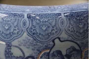 和製アンティーク　昭和初期　瓢箪の図　繊細な図柄が美しい瀬戸火鉢(鉢カバー、傘立て)(R-063961)