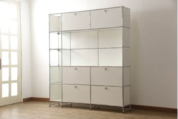 中古　USMハラー(USM Haller)　美しくシンプルなデザインが目を引く鉄製収納棚(定価約73万円)(戸棚、キャビネット、飾り棚)(R-063963)