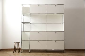 中古　USMハラー(USM Haller)　美しくシンプルなデザインが目を引く鉄製収納棚(定価約73万円)(戸棚、キャビネット、飾り棚)(R-063963)