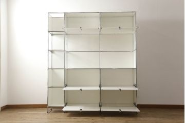 中古　USMハラー(USM Haller)　美しくシンプルなデザインが目を引く鉄製収納棚(定価約73万円)(戸棚、キャビネット、飾り棚)(R-063963)