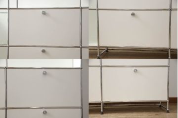 中古　USMハラー(USM Haller)　美しくシンプルなデザインが目を引く鉄製収納棚(定価約73万円)(戸棚、キャビネット、飾り棚)(R-063963)