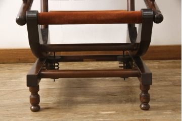 中古　松本民芸家具　D型　個性的なデザインが目を惹くロッキングチェア(アームチェア、イス)(定価約25万円)(R-063964)