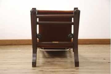 中古　松本民芸家具　D型　個性的なデザインが目を惹くロッキングチェア(アームチェア、イス)(定価約25万円)(R-063964)