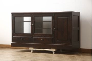 中古　北海道民芸家具　和洋どちらにも合うシックなサイドボード(リビングボード、収納棚、戸棚、テレビボード、AVキャビネット、TV、テレビ台、リビングボード)(R-063967)