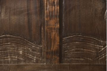 和製ビンテージ　軽井沢彫り　大輪の牡丹の彫刻に目を奪われるベッドフレーム(シングル、すのこ付き、ヴィンテージ)(R-063968)