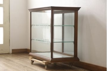 イギリスアンティーク　Lloyd’s Antiques(ロイズ・アンティークス)取り扱い　マホガニー材　お洒落なディスプレイが叶うガラスケース(ショーケース、陳列棚、飾り棚、店舗什器)(R-063970)